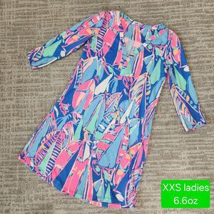 Lilly Pulitzer womens Ali Dress Out To Sea Pima Cotton 3/4 sleeve size XXS
